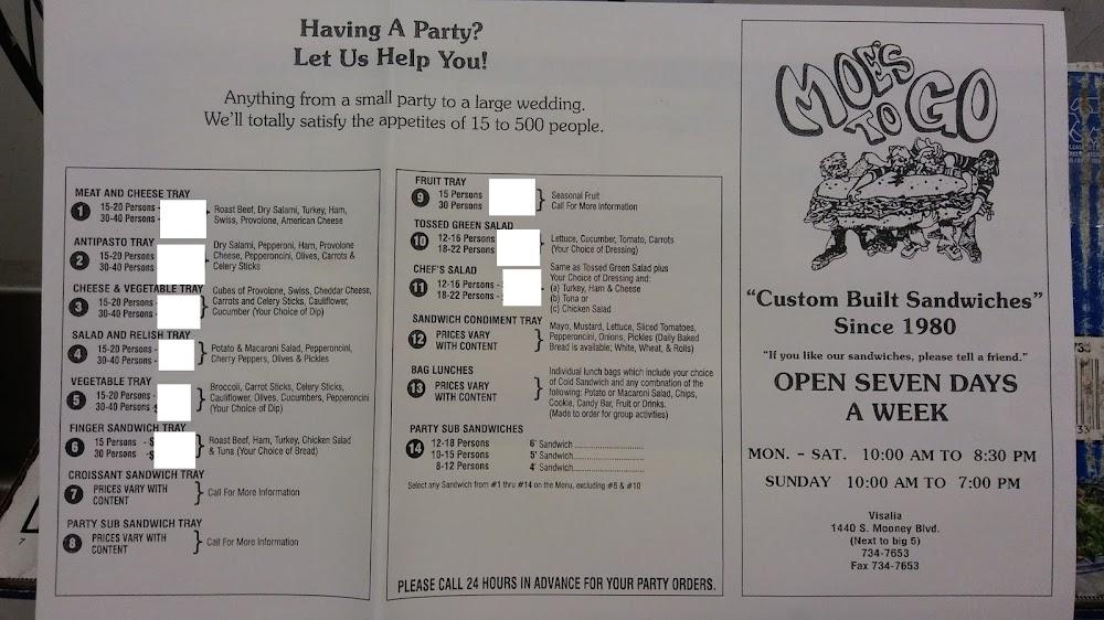 Moe's To Go Sub Sandwiches Garden Salad